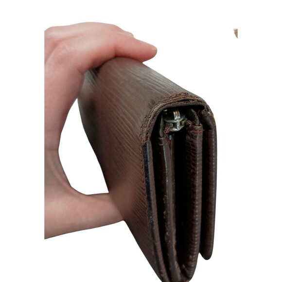 Louis Vuitton Epi Tressor Wallet Brown Leather Authentic Approx 6 x 4 Inches - Picture 9 of 15